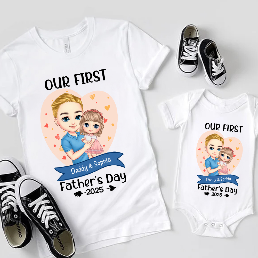 T-shirt assorti avec le nom et l'année Cadeau de fête des pères pour papa bébé