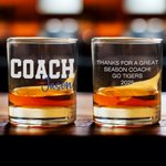 Gepersonaliseerd Bedankt Coach Old Fashioned Rocks 10 oz Whiskeyglas met naam en tekst Einde van het seizoen Verjaardag Waardering Gift voor Coach