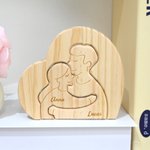 Puzzle en Bois Personnalisé avec 2-5 Noms Gravés Décoration de Chambre Cadeau Fête des Mères Anniversaire pour Maman Famille Couple