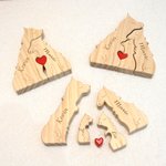 Puzzle de Loups en Bois Personnalisé avec 2-4 Noms Gravés Décoration de Bureau Cadeau Familal pour Aniversaire Fête des Mères