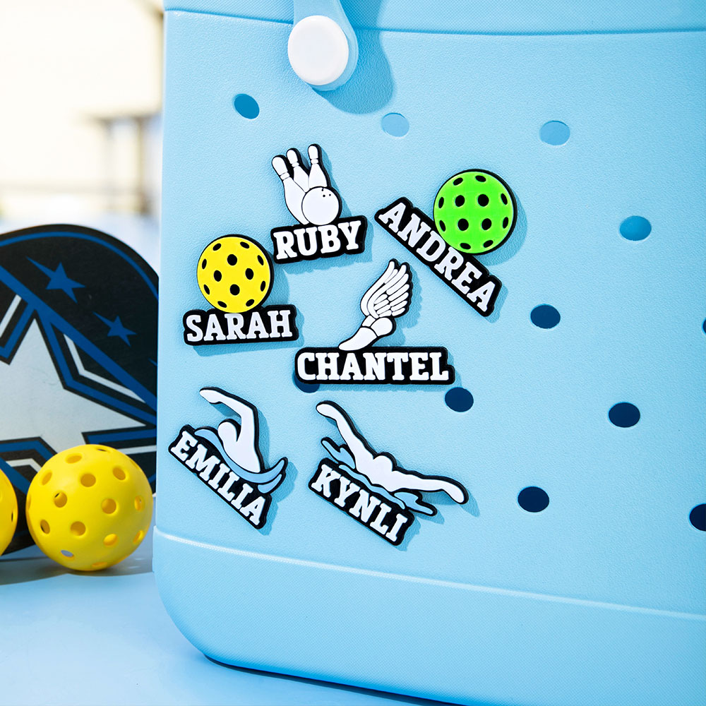 Bouton de charme personnalisé imprimé en 3D pour sac de bowling avec nom Accessoire pour Bogg Game Team Cadeau d'anniversaire pour les amateurs de sport