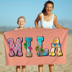 Personalisiertes Schnelltrocknendes Strandtuch im Sommer-Design mit Namen Urlaub Geburtstagsgeschenk für Familie Freund