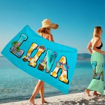 Personalisiertes Schnelltrocknendes Strandtuch im Sommer-Design mit Namen Urlaub Geburtstagsgeschenk für Familie Freund