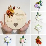 Ornamento in legno con fiore artificiale personalizzato con nome e testo decorazione per la casa festa della mamma nonna regalo per lei