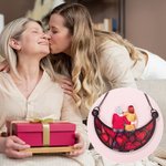 Personalized Cartoon Character Back View Moon Shape Window Hanging Suncatcher with Names Home Decor Mother's Day Birthday Gift for Mom Grandma