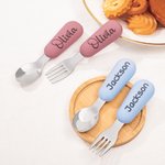 Ustensiles de cuisine en silicone personnalisés avec nom Couverts pour bébés auto-alimentés Cadeau de baptême pour enfant en bas âge