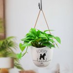 Gepersonaliseerde Hond Silhouet Voor Altijd Liefde Keramische Succulenten Plant Pot met Naam en Bamboe Basis Herdenkings Verlies van Pey Cadeau voor Hondeneigenaren