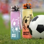 Bouteille d'Eau de Sport avec Marqueur de Temps Personnalisée avec Nom et Numéro Cadeau d'Anniversaire pour Passionnés de Sport