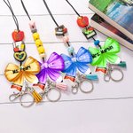 Personlig penna båge pärlstav nyckelring med namn Tillbaka till skolan uppskattning gåva för lärare lärare