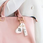 Personalised Birth Flower Leather Heart Name Tag Keychain Backpack Accessories Mother's Day Birthday Gift for Women Bridesmaids