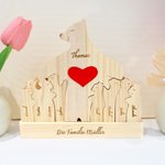Personalisiertes Umarmung Bären Familie Holzpuzzle mit Holzsockel 2-9 Namen Herz Schreibtisch Deko Muttertag Geburtstag Jahrestag Geschenk für Familie