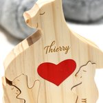 Puzzle en Bois avec Socle Personnalisé de 2-9 Noms Style de Famille Ours Décoration de Maison Cadeau Anniversaire Fête des Mères Pères pour Famille