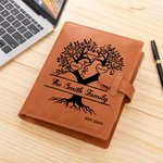 Personalisierte Familie Baum des Lebens A5 Leder Notebook Cover mit 2-20 Namen und Lagerung Tasche Reise Essentials Geburtstagsgeschenk für Familie Freund