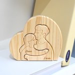 Gepersonaliseerde Warme Knuffel Familie Houten Hart Puzzel met 2-5 Namen Bureau Decoratie Moederdag Verjaardag Jubileum Cadeau voor Familie Koppel