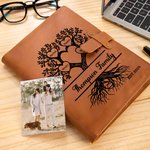 Personalisierte Familie Baum des Lebens A5 Leder Notebook Cover mit 2-20 Namen und Lagerung Tasche Reise Essentials Geburtstagsgeschenk für Familie Freund