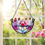 Personalisierter Cartoon Charakter Rückansicht Mond Sonnenfänger mit Namen Fensterdeko Hängende Haus Deko Muttertag Geburtstag Geschenk für Mama Oma