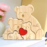 Gepersonaliseerde Houten Schattige Rode Hart Koala Familie Puzzel met 2-5 Gegraveerde Namen Bureau Decor Verjaardag en Jubileum Cadeau voor Familie