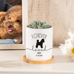 Gepersonaliseerde Hond Silhouet Voor Altijd Liefde Keramische Succulenten Plant Pot met Naam en Bamboe Basis Herdenkings Verlies van Pey Cadeau voor Hondeneigenaren