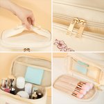 Sac de maquillage en cuir PU avec nom, multi-compartiments, cadeau d'anniversaire de la fête des mères pour les femmes.