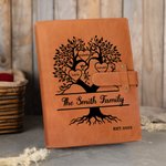 Personalisierte Familie Baum des Lebens A5 Leder Notebook Cover mit 2-20 Namen und Lagerung Tasche Reise Essentials Geburtstagsgeschenk für Familie Freund
