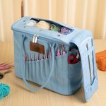 Borsa personalizzata con tasche per aghi e maniglia per filati ideale per lavoro a maglia e uncinetto regalo di compleanno per amanti dell'artigianato