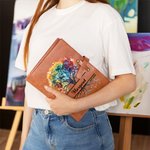 Personalisierte Regenbogen Baum des Lebens PU-Leder A5 Notebook Cover mit Text und Datum Geburtstag Geschenk für Familienmitglieder
