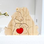 Puzzle di legno personalizzato con 2-5 nomi tema famiglia dei cani che si abbracciano con cuore rosso decorazione regalo per famiglia