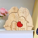 Puzzle di legno personalizzato con 2-5 nomi incisi a tema di pinguino con cuore rosso decorazione per casa regalo di compleanno per famiglia