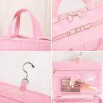 Bolsa de viaje personalizada acolchada con doble cierre de cremallera y múltiples compartimentos para maquillaje con nombre y gancho incorporado Regalo de cumpleaños de viaje de negocios para mujer