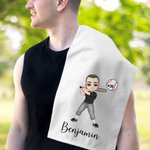 Personalisierte Cartoon Baseball-Charakter super saugfähige Waffel Sporthandtuch mit Namen Nummer Hanging Clip Geburtstag Team Geschenk für Baseball-Liebhaber