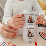 Personalized Cute Cartoon Hugging Bear Ceramic Mug with Name Father's Day Birthday Gift for Dad Grandpa