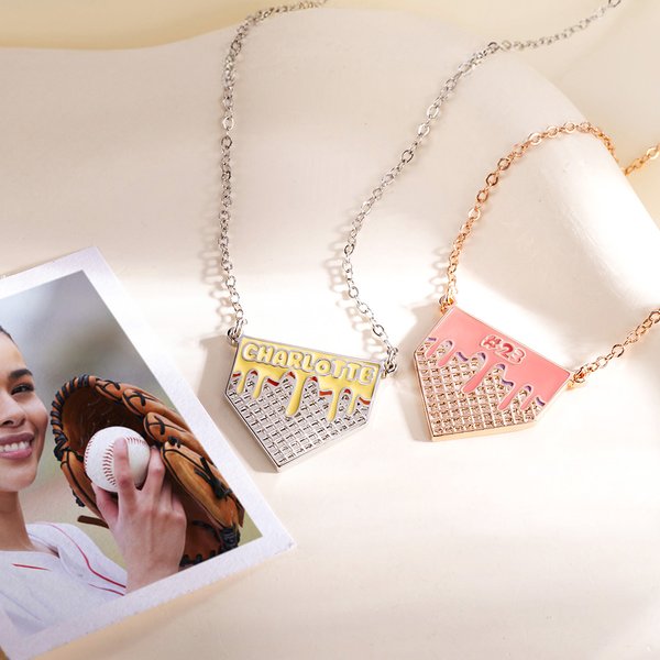 Personalisierte geschmolzenes Eis Waffel Anhänger Halskette mit Namen und Nummer Sport Schmuck Spiel Geburtstagsgeschenk für Baseball Softball-Liebhaber Athleten