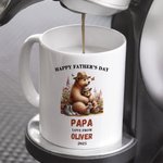 Personalized Cute Cartoon Hugging Bear Ceramic Mug with Name Father's Day Birthday Gift for Dad Grandpa