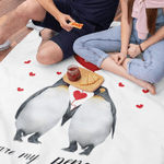 Personalized You Are My Penguin Heart Balloon Soft Throw Blanket with Initials Home Decor Birthday Valentine's Day Anniversary Gift for Couple