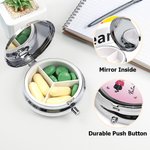 Personalized Cartoon Character Birth Flower Round Mini Pill Box with Name and Mirror Birthday Gift for Friends Family