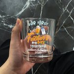 Personalized Cute Milk Bottle and Beer Mug Design 10 oz Whiskey Glass with Name and Year Home Decor Our First Father's Day Gift for Dad Wine Lovers