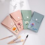 Personalisierte Retro-Ölmalerei Geburt Blume Name Make-up-Pinsel Tasche mit 8 Stück Make-up-Pinsel Jahrestag Party Geburtstag Geschenk für Frauen