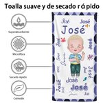 Toalla de playa personalizada de gran tamaño con patrón de nube de palabras y dibujos de dibujos animados regalo de viajes de verano para niños
