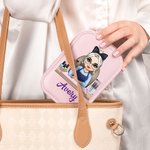 Personalisierte Cartoon Maniküre Name PU Leder Schmuckkasten mit einstellbaren LED Make-up Spiegel Beauty Salon Eröffnung Geburtstag Geschenk für Nageltechniker