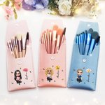 Personalisierte 3D Geburt Blume Schmetterling Cartoon Mädchen Portable Leder Make-up Pinsel Tasche mit 8 Stück Pinsel Geburtstag Geschenk für Frauen