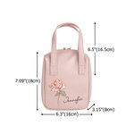 Personalised Birth Flower Name Portable PU Leather Makeup Bag with Handle and Multiple Compartments Travel Accessories Birthday Gift for Women Girls