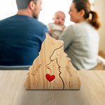 Puzzle de Loups en Bois Personnalisé avec 2-4 Noms Gravés Décoration de Bureau Cadeau Familal pour Aniversaire Fête des Mères