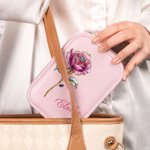 Personalisierte zierliche Geburt Blume Leder Schmuckkästchen mit Namen und LED Drei-Farben-einstellbare Make-up-Spiegel Hochzeit Geburtstag Geschenk für Frauen Mädchen