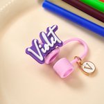 Personalized Multicolor 3D Printed Name Reusable Straw Topper with Initial Charm Accessory for Stanley Tumbler Birthday Gift for Women Girls