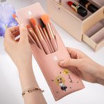 Personalisierte 3D Geburt Blume Schmetterling Cartoon Mädchen Portable Leder Make-up Pinsel Tasche mit 8 Stück Pinsel Geburtstag Geschenk für Frauen