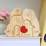 Rompecabezas de madera personalizado con familia de pingüinos y 2-5 nombres grabados decoración para el hogar regalo de cumpleaños para la familia