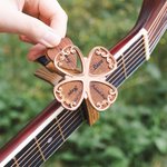 Personalized Four Leaf Clover Guitar Picks Capo Wooden Box Set with Text Guitar Accessory Birthday for Guitar Player Music Lover