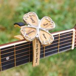 Personalized Four Leaf Clover Guitar Picks Capo Wooden Box Set with Text Guitar Accessory Birthday for Guitar Player Music Lover