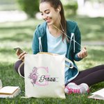 Personalisierte Note Initial Muster Canvas Tote Bag mit Namen Musik Festival Party Geburtstag Geschenk für Musiker Familie Freunde