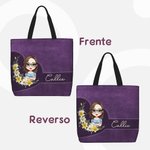 Bolsa personalizada con corona de flores de nacimiento y personaje de dibujos animados con nombre regalo de cumpleaños o Día de la Madre para mujeres